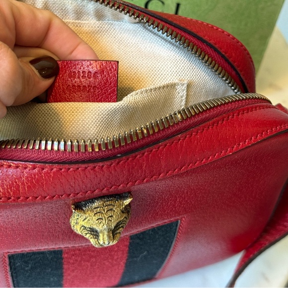 Gucci Web Animalier Crossbody Bag. Red - Picture 3 of 14
